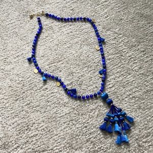 Long Kate Spade Blue ness necklace with tassels